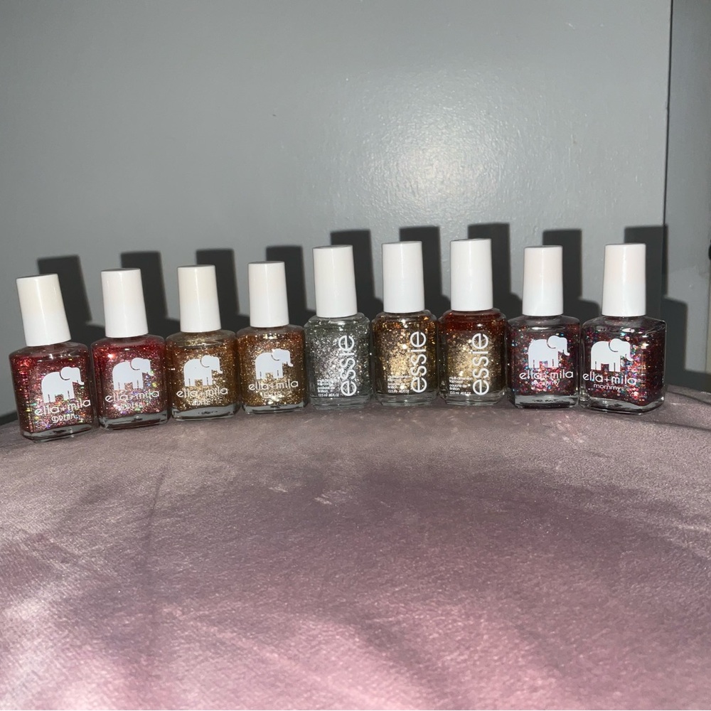 Ella+Mila and Essie Nail Polish Set GLITTER BRAND NEW NEVER USED GLITTER GLITTER